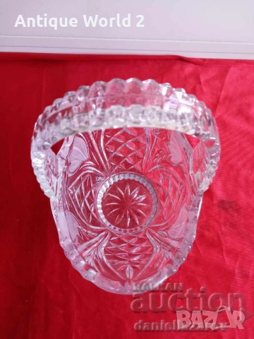 Кристално Стъкло Кошница , Бисквитиера Фруктиера, снимка 5 - Антикварни и старинни предмети - 53228035
