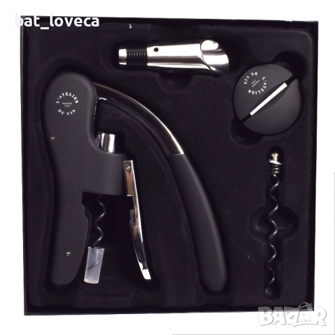 Тирбушон L'atelier Du Vin Coffret Du Sommelier, комплект с фолиорезач и тапа за декантиране, снимка 4 - Прибори за хранене, готвене и сервиране - 53746657