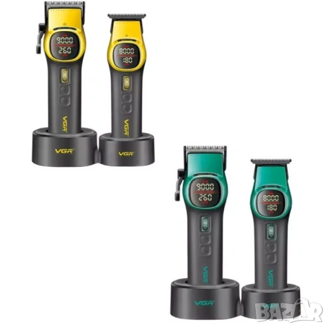 Комплект машинки за подстригване и контури-Green series VGR V-885 S2, снимка 2 - Фризьорски принадлежности - 53592004