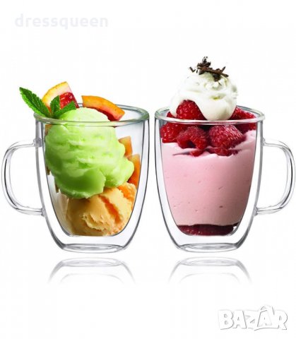 2963 Чаша от двустенно стъкло за топли, студени напитки и кафе, снимка 12 - Чаши - 34264761