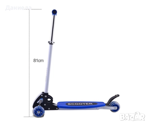 Детски скутер с удебелена дъска и регулируема височина , снимка 4 - Детски велосипеди, триколки и коли - 51572483