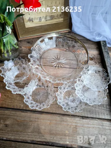 Антикрен комплект кристал и сребро , снимка 8 - Антикварни и старинни предмети - 49897220