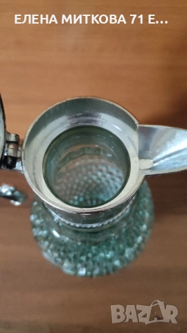 Масивна голяма гарафа за вино от дебело цветно релефно стъкло, снимка 4 - Аксесоари за кухня - 51967475