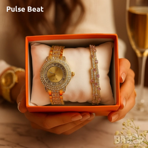 Бляскав дамски комплект часовник и гривна – съчетава елегантност и практичност, снимка 5 - Дамски - 52056648