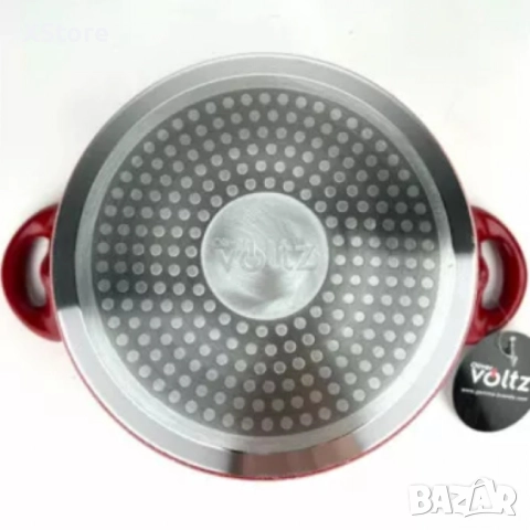 Тенджера Voltz, 3.4л./9.5л., Дълбока, Мраморно покритие, Индукция, Червен, снимка 7 - Съдове за готвене - 52507292