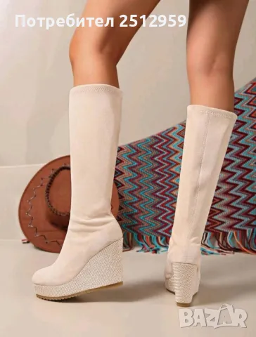 Дамски бежови ботуши , снимка 3 - Дамски ботуши - 48551744