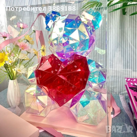 Светещо Мече със Сърце в Кутия XL, снимка 2 - Подаръци за жени - 53660168