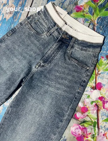 2 цвята Дамски дънки Чарлстон с ефектен бял ластик при талията широк крачол  , снимка 12 - Дънки - 49416836