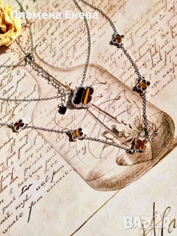 Колиета по модел на Van Cleef – сребърни бижута, снимка 6 - Колиета, медальони, синджири - 53744835