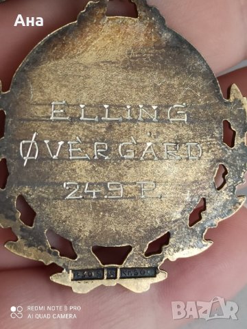 норвежки сребърен медал с позлата , снимка 4 - Антикварни и старинни предмети - 42139096