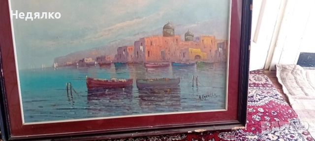 Стара картина,масло на платно,голяма,красива, снимка 5 - Антикварни и старинни предмети - 51482581