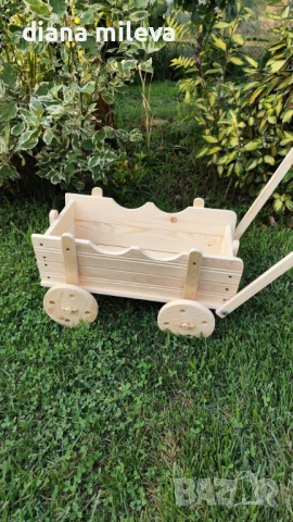 Дървена Каручка за градината!!, снимка 9 - Градински мебели, декорация  - 51132618