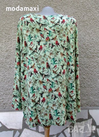 3XL+ Нова  блуза с тропически птички, снимка 5 - Блузи с дълъг ръкав и пуловери - 41657131