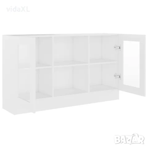 vidaXL Шкаф витрина, бял, 120x30,5x70 см, инженерно дърво, снимка 4 - Бюфети - 56147835