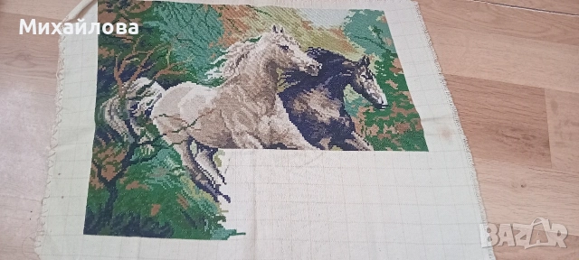 Гоблен за довършване " Коне в галоп", снимка 3 - Гоблени - 53199341