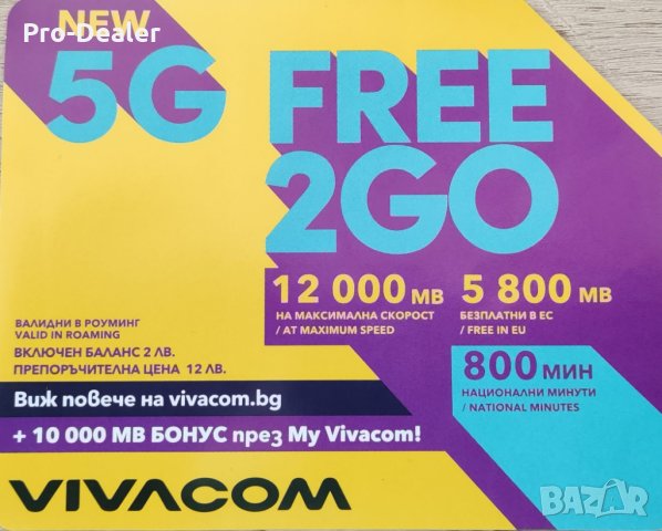 Регистрирай сам предплатена сим карта Виваком FREE2GO(Self-Register SIM Card) Vivacom, снимка 4 - Карти памет - 41207768