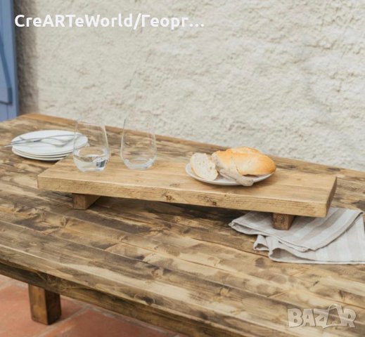 Дървено плато поднос изработено в Рустик стил, снимка 2 - Аксесоари за кухня - 34854136
