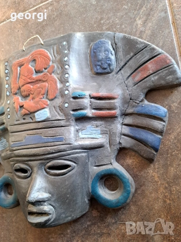 ацтекска керамична маска 32/3, снимка 5 - Декорация за дома - 53141817