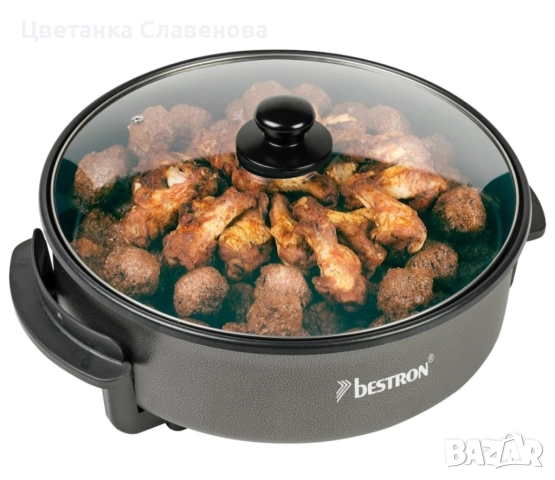 Електрически тиган Bestron AHP1500Z XL, многофункционален тиган с диаметър 32 см, стъклен капак , снимка 4 - Котлони - 52212461