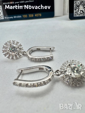 Сребърни обеци с мойсанит (Диамант) 0.5 карата, снимка 7 - Обеци - 52808784