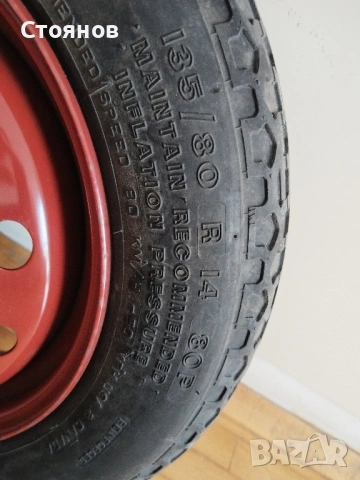 Резервно колело тип патерица Firestone 135/80 R14 80 P Fiat Punto и др. , снимка 9 - Гуми и джанти - 40979781