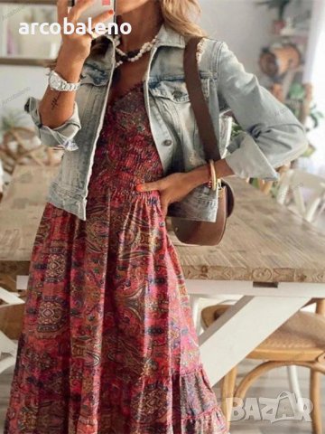 Голяма дамска люлееща се рокля в бохемски стил, 6цвята, снимка 3 - Рокли - 40981144
