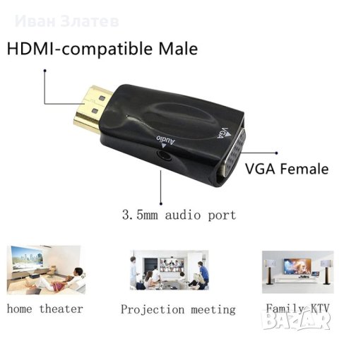Адаптер HDMI към VGA, Full HD с аудио изход, снимка 5 - Кабели и адаптери - 40528858