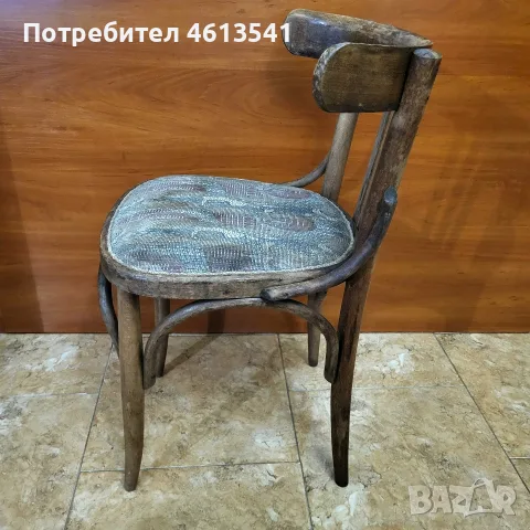 АНТИКА! Перфектен ретро стол ОРИГИНАЛЕН ЕТИКЕТ-ДИП Никос Белоянис Троян, снимка 3 - Антикварни и старинни предмети - 55788535