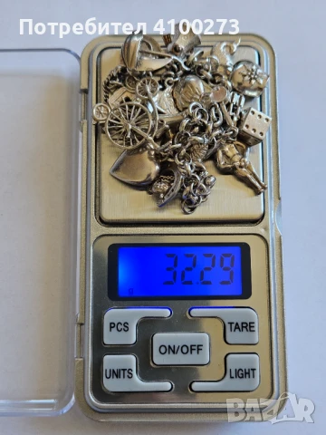 СРЕБЪРНА ГРИВНА С ТАЛИСМАНИ - .835 сребро - 2 броя, снимка 3 - Гривни - 51159793