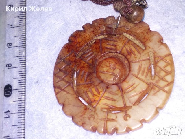 СТАР ТРАДИЦИОНЕН ТИБЕТСКИ НЕФРИТЕН МЕДАЛЬОН РЪЧНО ДВУСТРАННО ОРНАМЕНТИРАН ЕТНО НАКИТ 26120, снимка 5 - Антикварни и старинни предмети - 40471436