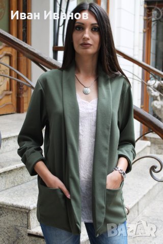 Едноцветно дамско сако с джобове - 9611, снимка 2 - Сака - 38851621