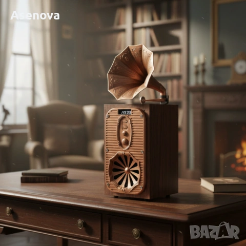 Bluetooth радио колонка AS39, 1x8W, 1200mAh, Кафяв – ретро звук, снимка 3 - Антикварни и старинни предмети - 53562475