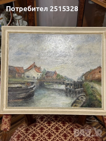 красива стара картина маслени бои на фазер с автор, снимка 2 - Картини - 52390249