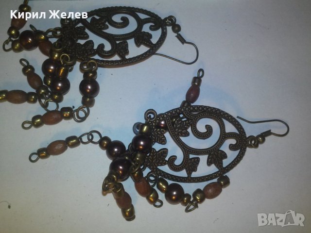 РЕТРО / ВИНТИДЖ ОБЕЦИ с ПЕРЛЕНИ ВИСУЛКИ 10005, снимка 4 - Обеци - 29815063