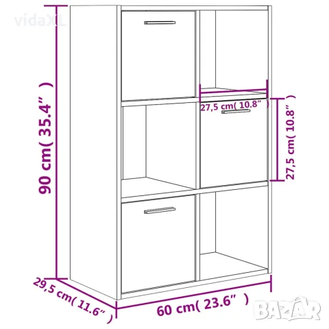 vidaXL Шкаф за съхранение, дъб сонома, 60x29,5x90 см, инженерно дърво, снимка 10 - Шкафове - 56147703