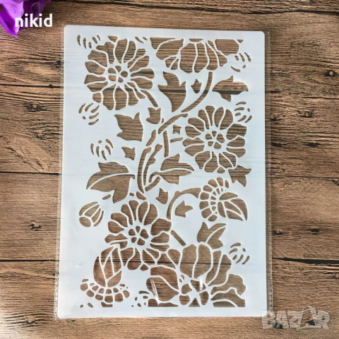 Цветя гербери с листа шаблон стенсил спрей за торта украса декорация Scrapbooking, снимка 2 - Други - 36502416