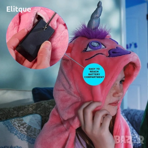 Одеяло със светещи LED очи. Размери 124.5cm x 89cm. Без включени батерии. Варианти - Динозавър или Е, снимка 14 - Спално бельо и завивки - 52862493