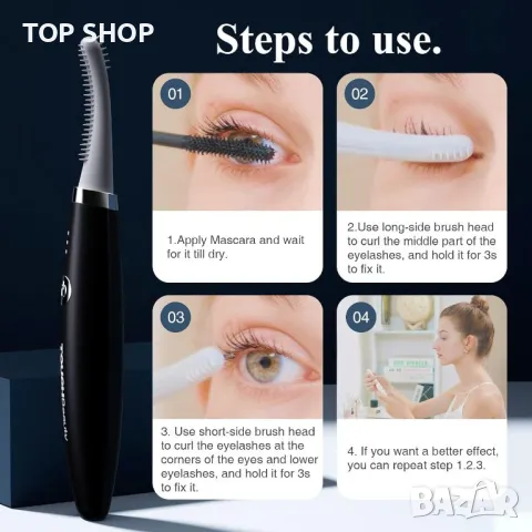 Уред за грижа за вежди и мигли TOUCHBeauty Heated Eyelash Curl, снимка 8 - Маши за коса - 48774351