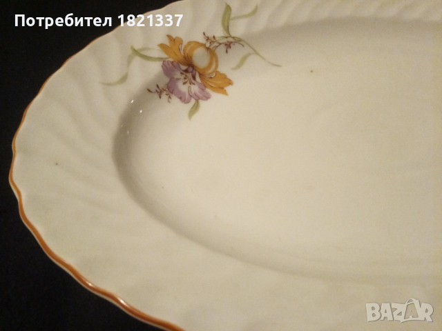 Голяма порцеланова чиния Китка, снимка 2 - Чинии - 44509494