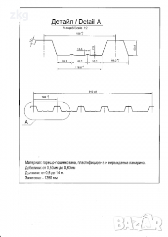 Покривна пластифицирана ламарина TR40x188-940 в София, снимка 11 - Строителни материали - 36249719