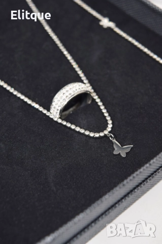 Нежно колие, гривна и пръстен с детайл пеперуда  