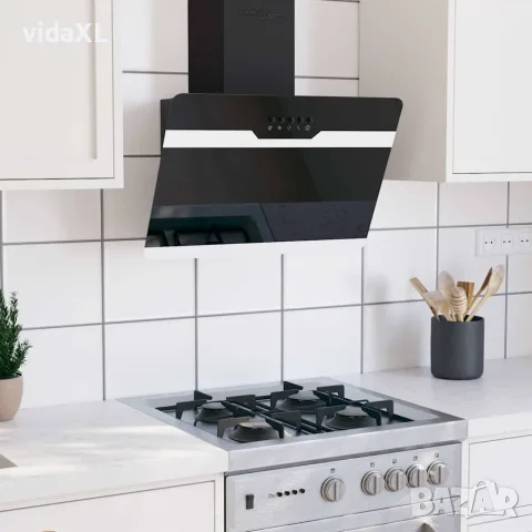 vidaXL Стенен абсорбатор, 60 см, стомана и закалено стъкло, черен, снимка 2 - Абсорбатори - 56147696