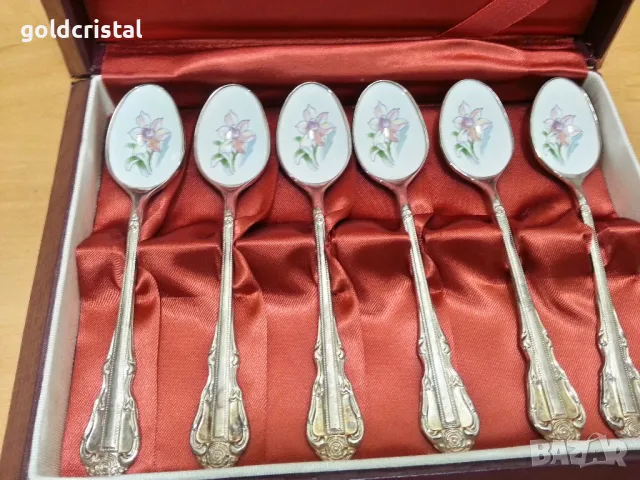 стари посребрени лъжички с емайл 