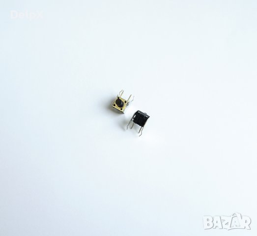 Малък ъглов бутон 2pin 6x6x4,5mm незадържащ НО черен 12V 0,05A H=0,5mm, снимка 1 - Друга електроника - 42459503