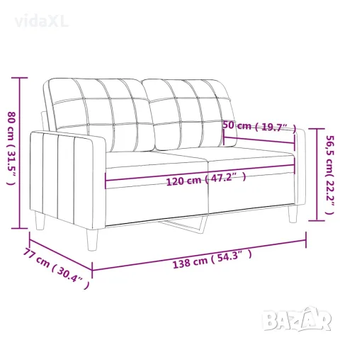 vidaXL 2-местен диван, Тъмносив, 120 см, плат, снимка 8 - Дивани и мека мебел - 56147321