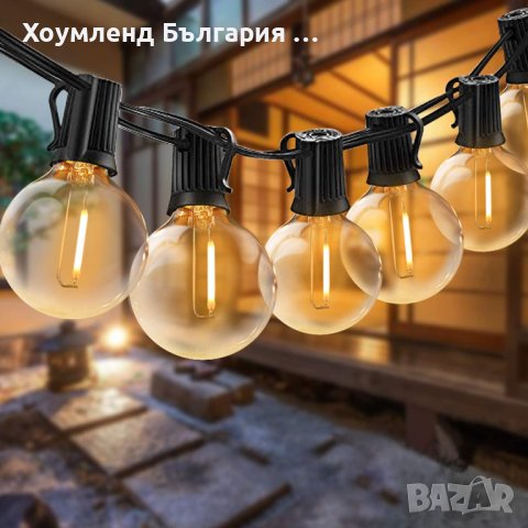 Градински LED гирлянд 5 метра с 10 крушки, снимка 5 - Соларни лампи - 40676656