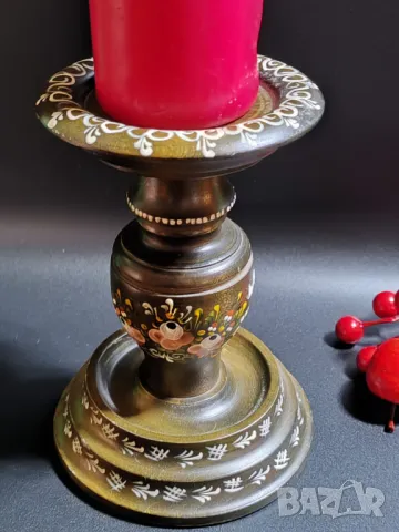 Голям дървен свещник. Ръчна изработка, ръчно  рисуван, снимка 7 - Декорация за дома - 48826876