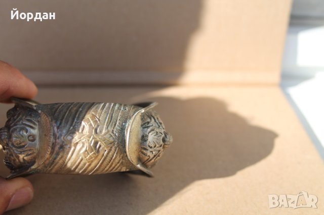 Сребърна възрожденска гривна с позлата, снимка 7 - Антикварни и старинни предмети - 41808145