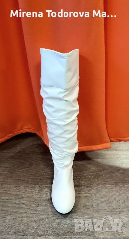 Кожен ботуш бял 41 номер, снимка 2 - Дамски ботуши - 38755380