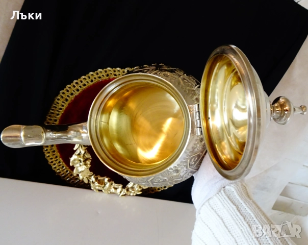 Посребрен марокански чайник,кана Touzani Mohamed. , снимка 2 - Антикварни и старинни предмети - 52776856